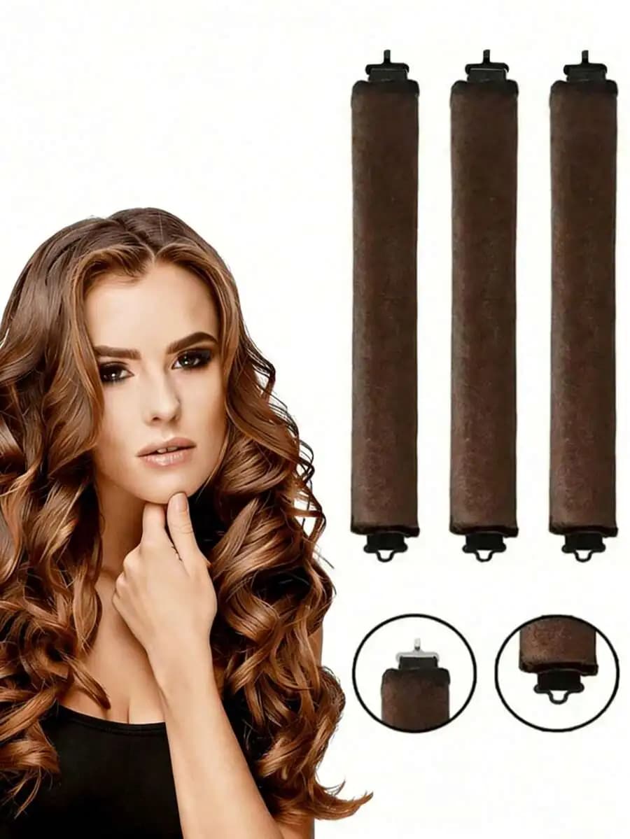 Set di 3 bigodini senza calore in schiuma per donne, strumenti per lo styling notturno