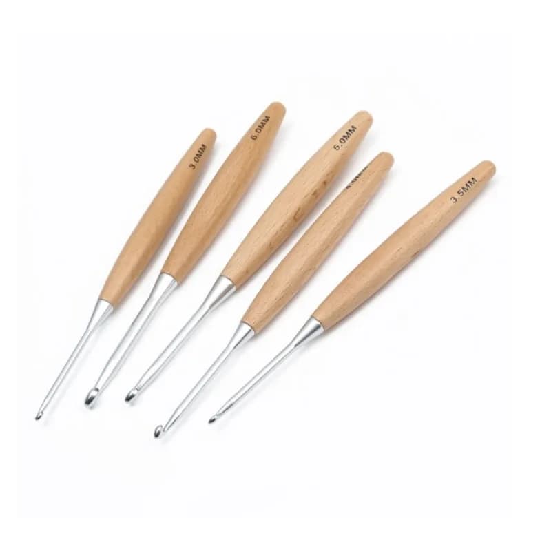 Handmade Wooden Handle Crochet Hook Knitting Needle for Yarn DIY Craft Accessories Single Head
