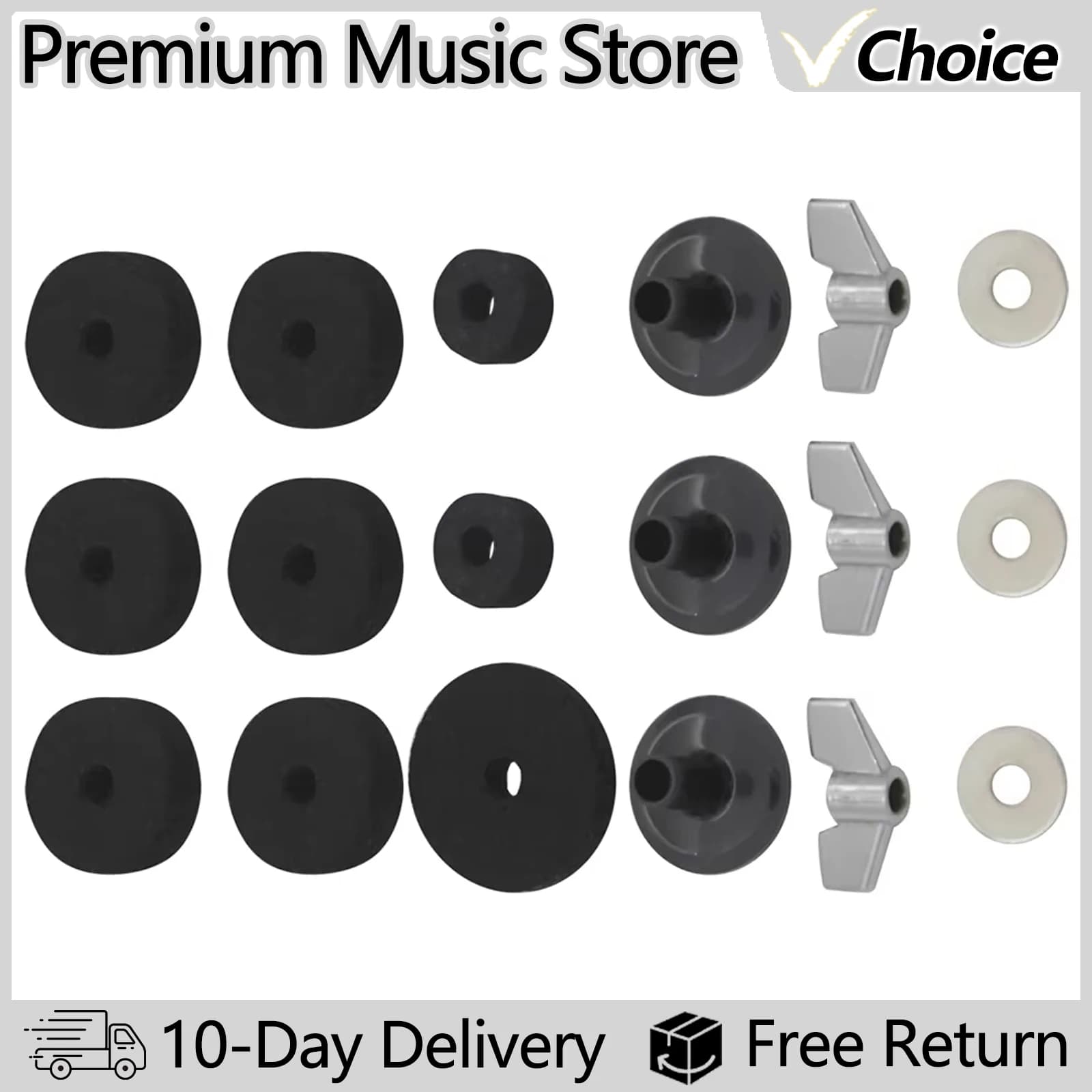 18 Pz/set Kit Batteria Accessori Piatti Dischetti In Feltro + Dadi Ala + Rondelle + Manicotti Per Tubi Parti di Ricambio Per Strumenti Musicali A Percussione