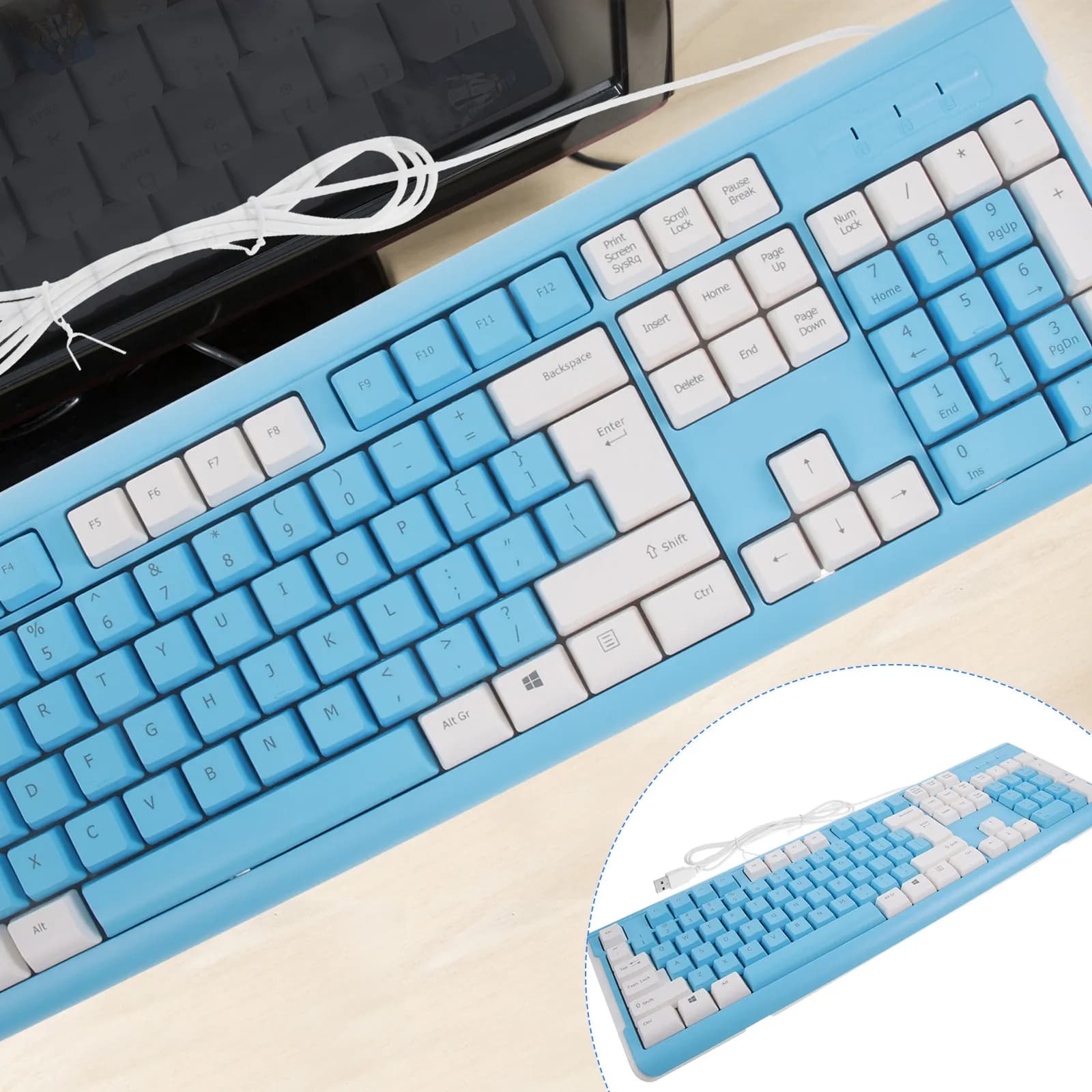 USB Gaming Keyboard Cabled with Color Matching, ABS Material Durable, Multi-Tool Design for Games and Office