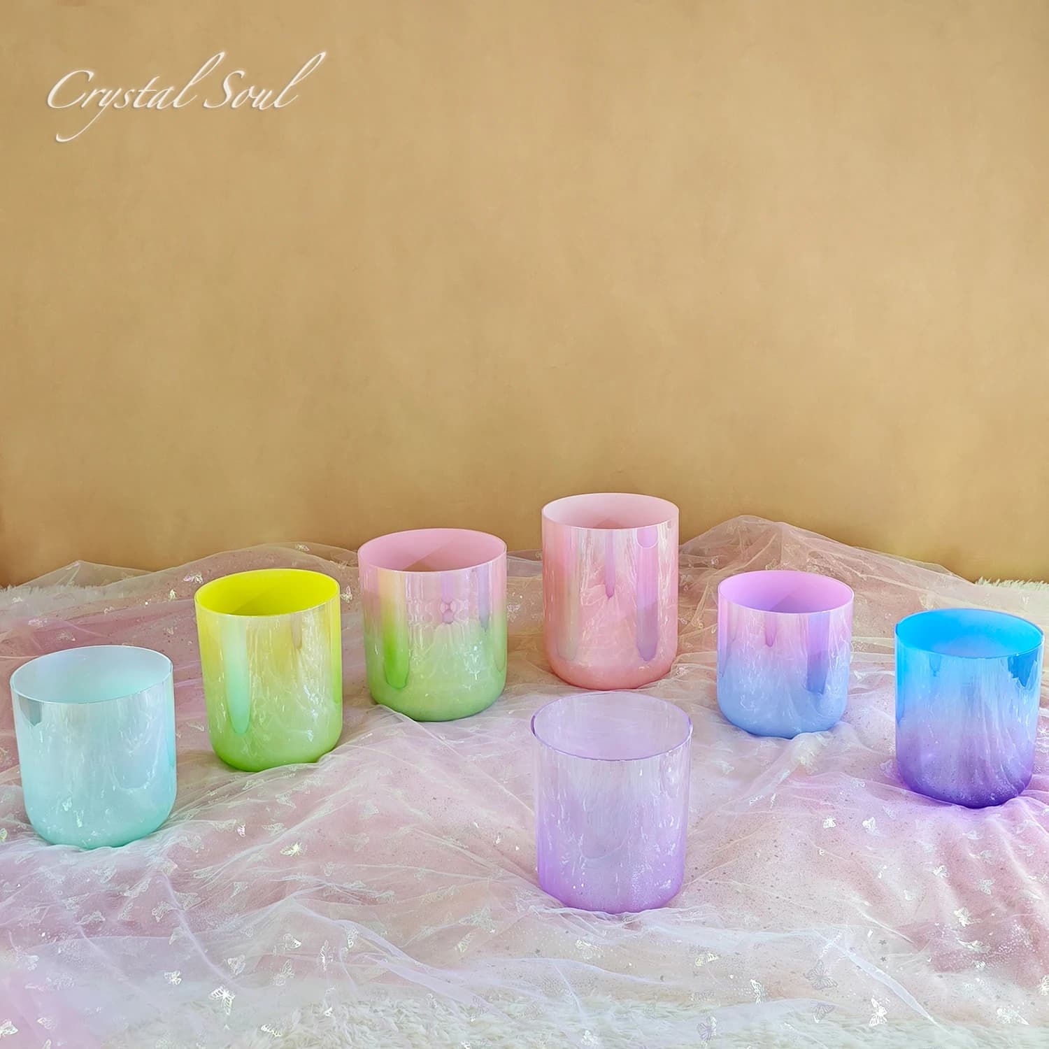 CrystalSoul 432Hz 7-8.5inch Alchemy Clear Quartz Crystal Singing Bowls Set of 7pcs for Sound Healing with bag and accessories
