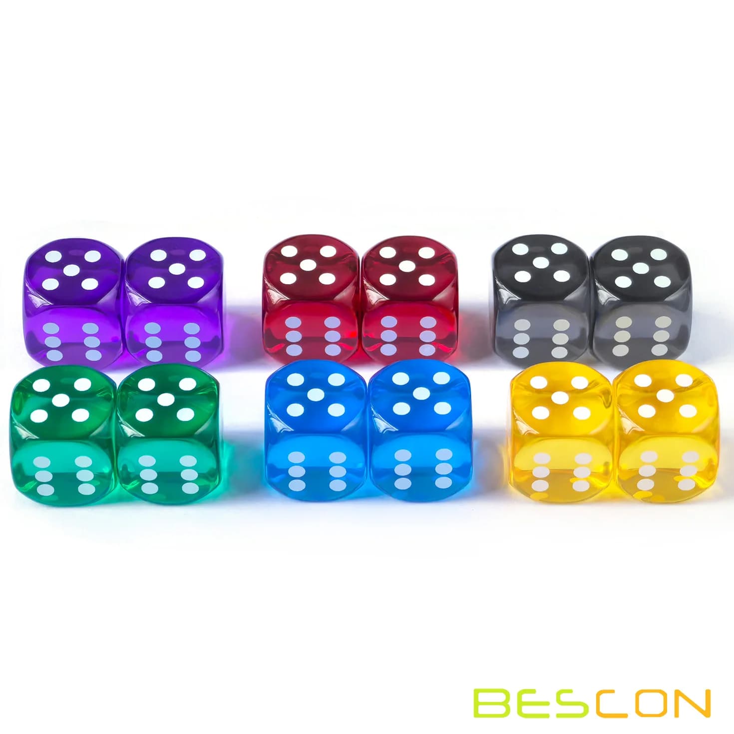 Colori traslucidi dei dadi di precisione di stampa di 14.5MM 0.57 pollici, insieme 6pcs