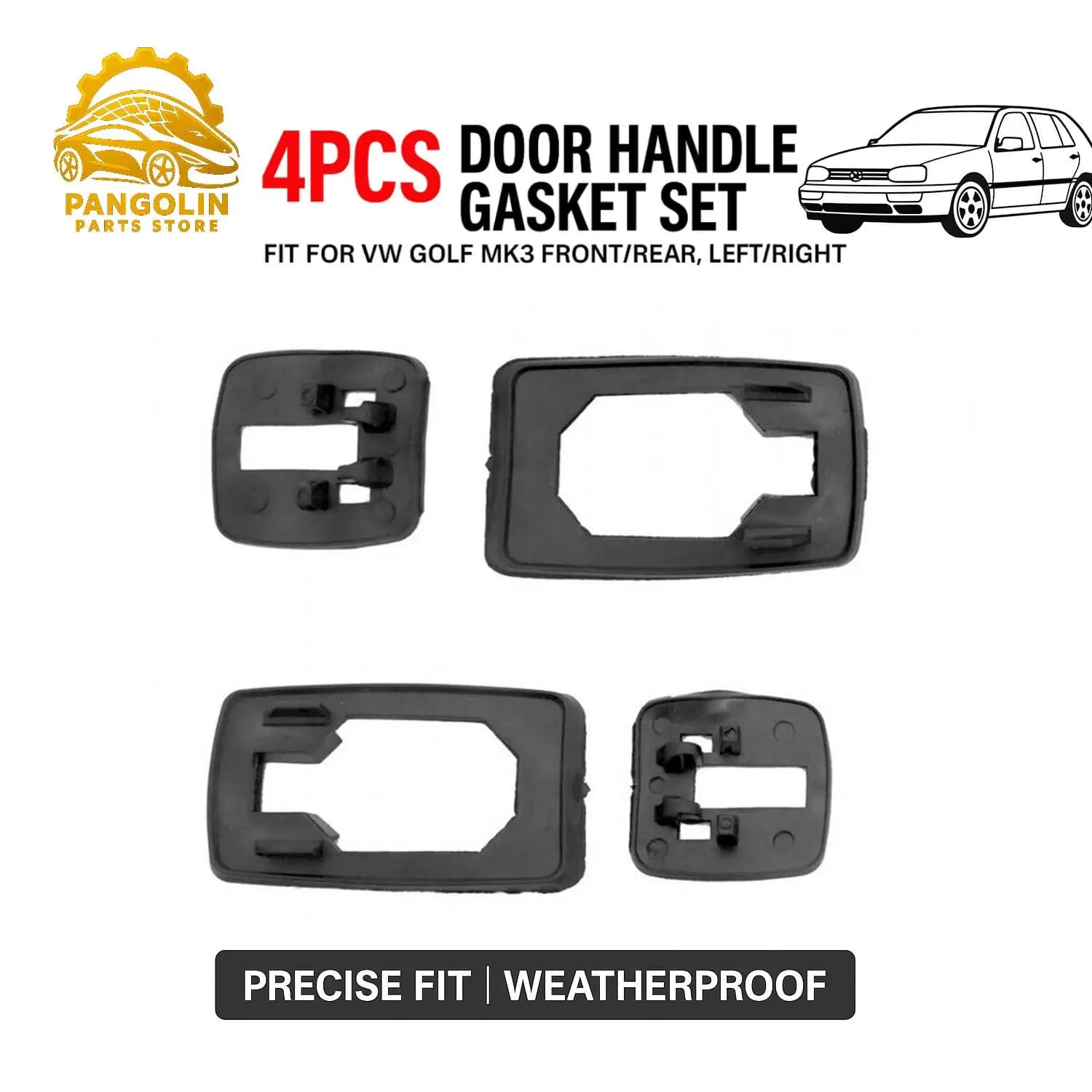 Set di guarnizioni per maniglia per porta di alta qualità da 4 pezzi per VW Golf MK3 Kit di sostituzione guarnizioni in gomma resistenti alle intemperie anteriore posteriore sinistra destra