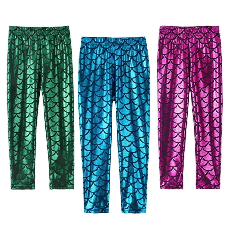 Stampa in scala a sirena primavera estate bambini neonate Leggings pantaloni Skinny per bambini 2-12Y