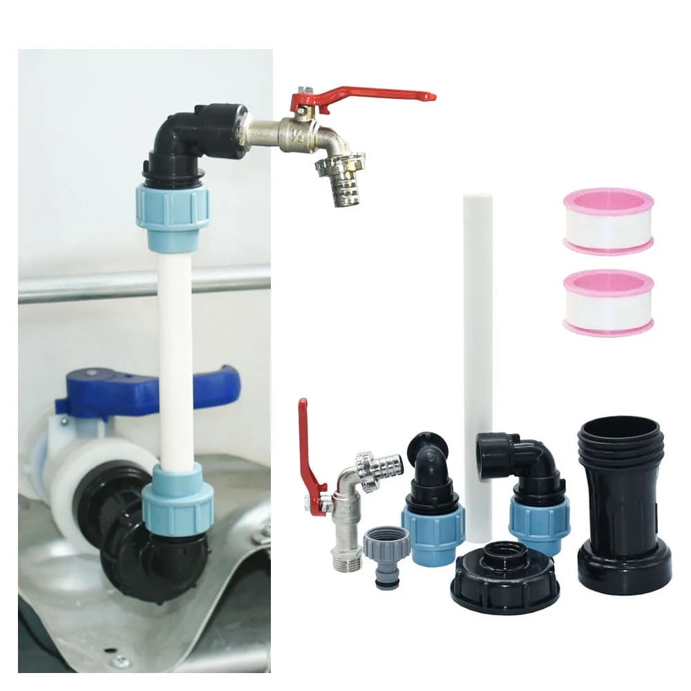 Adattatore per Serbatoio IBC da S60 a Connettore per Tubo da 16mm e Rubinetto da 15mm, Raccordo per Tubo di Uscita del Rubinetto per Giardino, Rubinetto Portatile IBC