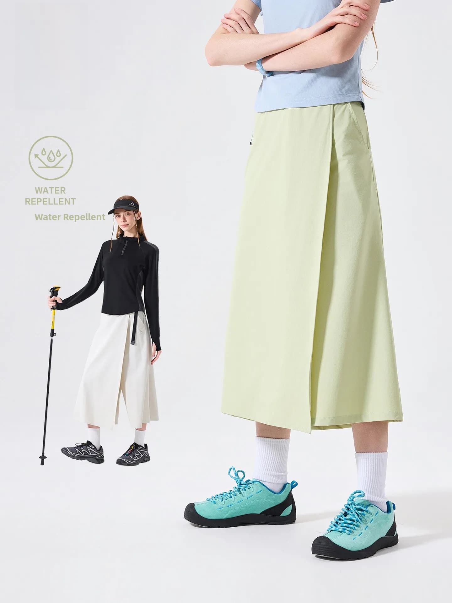 LAZY DAY Lightweight Quick Dry A-Line Skirt Women's Outdoor Summer Sport Half-length Casual Skirt Pants Polyester Fiber