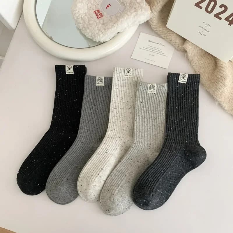 2026 Mekki Spring Summer Puppy Ideas Gauze Label Ladies Tube Socks Daily Casual Gray Stacking Socks