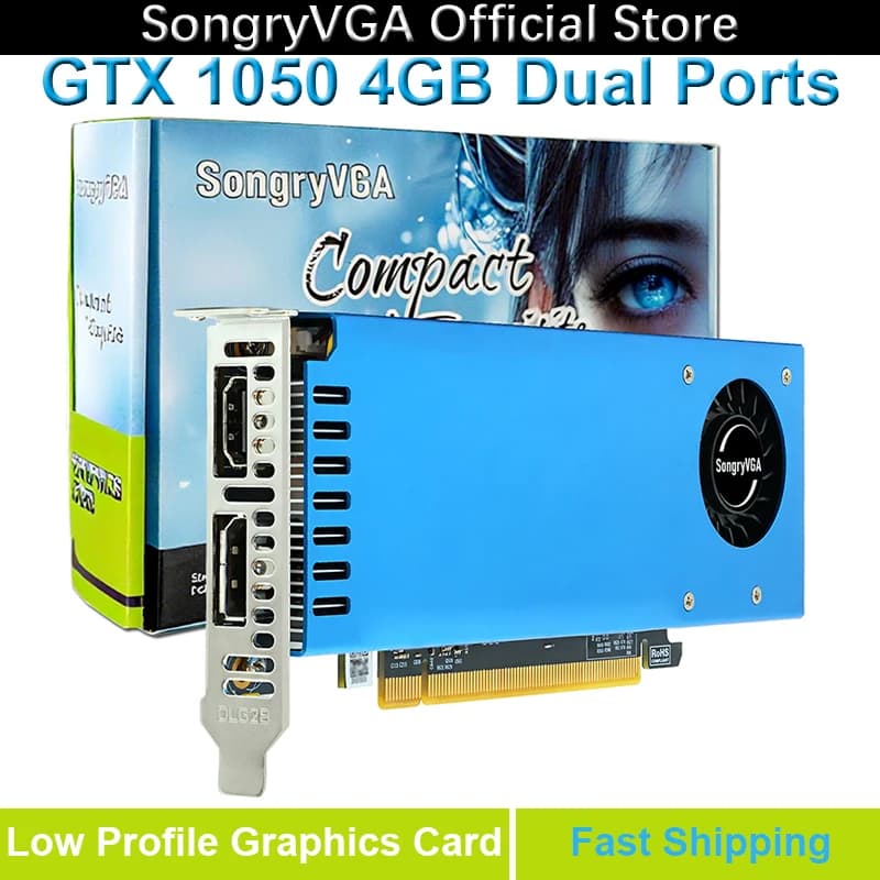 Scheda grafica SongryVGA GTX 1050 2/4GB a basso profilo, GDDR5 128-bit PCIe 3.0 x16 HDMI DP compatibile con PC SFF/Thin ITX/HTPC