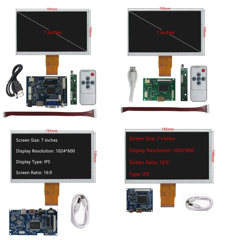 7 Inch 1024*600 IPS LCD Monitor with HDMI compatible driver control card for Raspberry Pi Banana Pi PC
