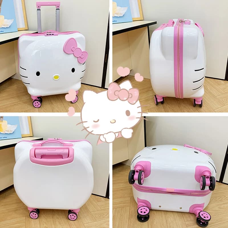 Nuova Valigia Trolley da 20 Pollici Hello Kitty per Ragazze, Valigia Cartoon, Bagaglio a Mano, Borse con Personaggi Anime per Donna, Kawaii Cartoon