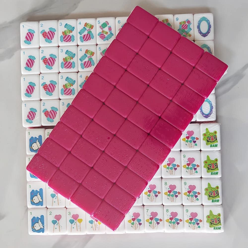 OMHJGO Rose Red 4-Layer Acrylic American Mahjong Set, Luxury Engraved Waterproof Tiles, Portable Family Home Mah Jongg Game