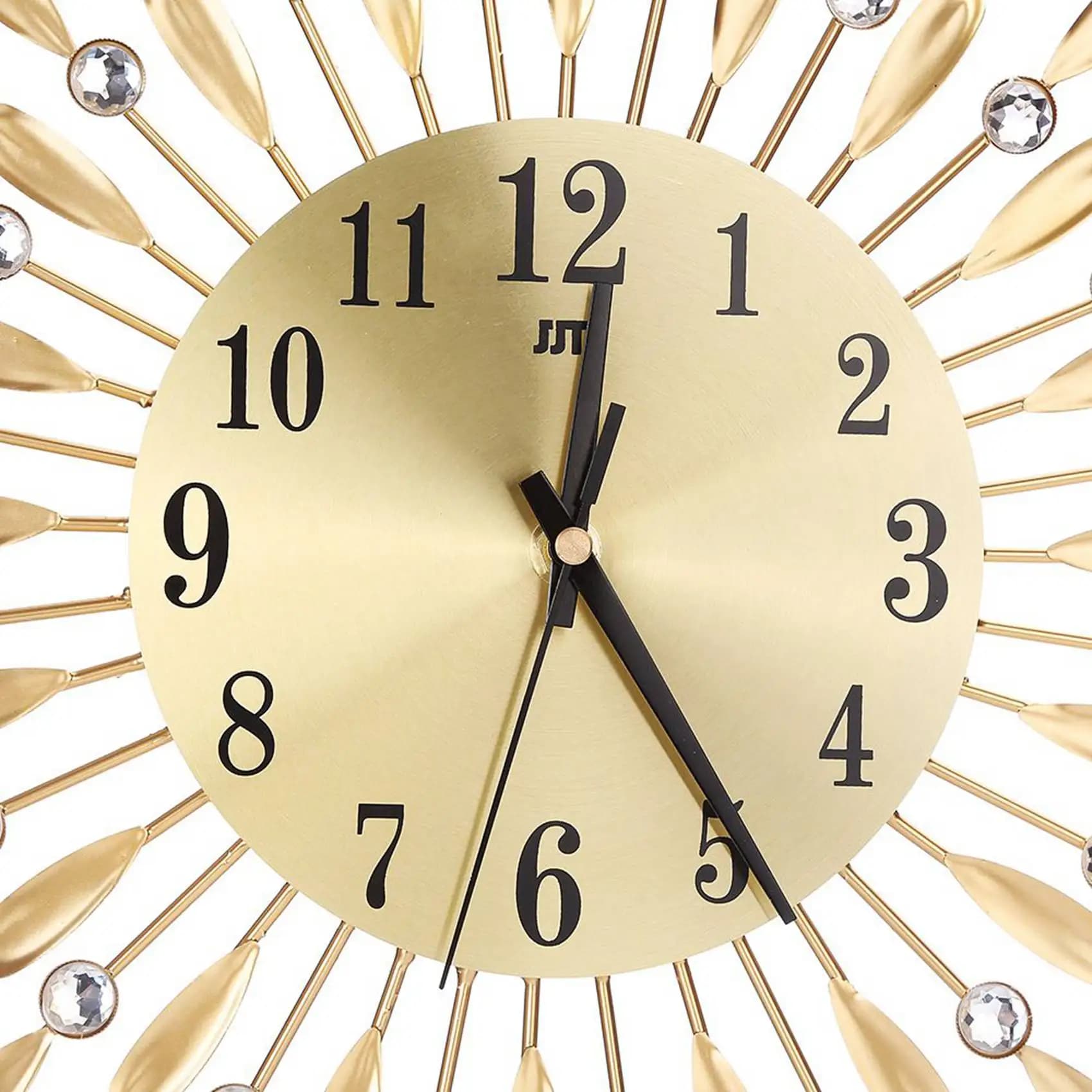 A02M-2 pieces 15 inch 3D large wall clock with glossy rhinestones, sun style, modern furniture for living room (Gold)