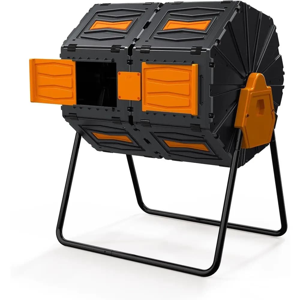 Composter da Esterno, Contenitore per Compostaggio a Doppia Camera da 45 Galloni, Composter Grande a 360 Gradi ° Composter Rotante, Contenitore per Compostaggio Senza BPA, Funzionante e Resistente