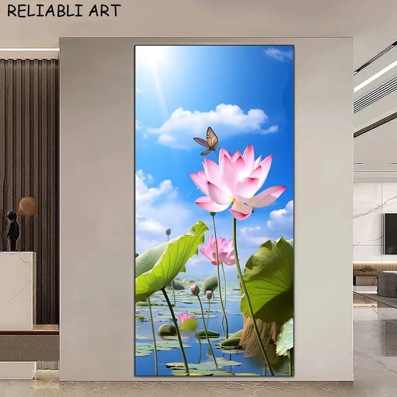 Natural sky sunset lotus flower landscape posters and prints on canvas painting art wall pictures for decoration of living room without frame