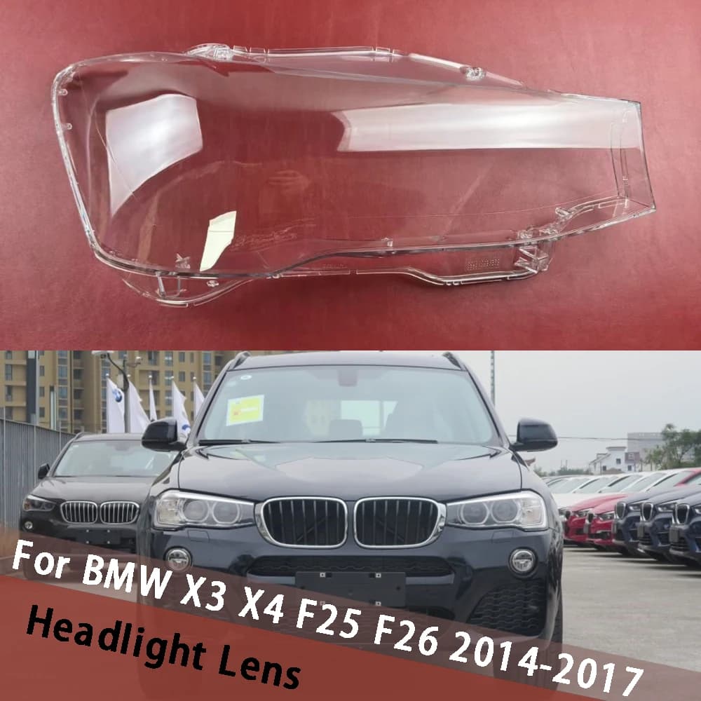 Per BMW X3 X4 F25 F26 2014 2015 2016 2017 Faro Anteriore Copertura Della Lampada Faro Trasparente Borsette Plexiglass Sostituire Paralume