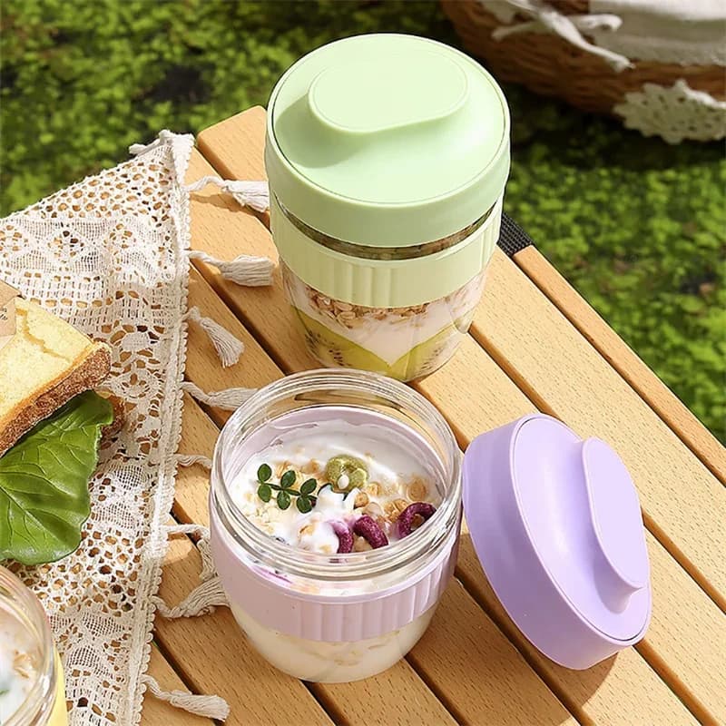 Tazza per Colazione 480/570ml, Contenitore Portatile per Cereali, Yogurt, Insalata con Cucchiaio, Lunch Box per Picnic, Contenitore per Alimenti per Studenti