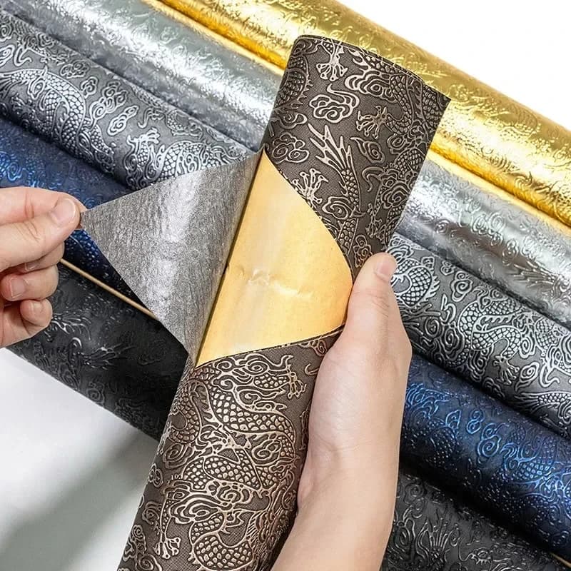 Vintage Embossed Self Adhesive Leather For Furniture Sofa Bed Book Binding Bag Phone Cases Album Wallet DIY Leather Sticker