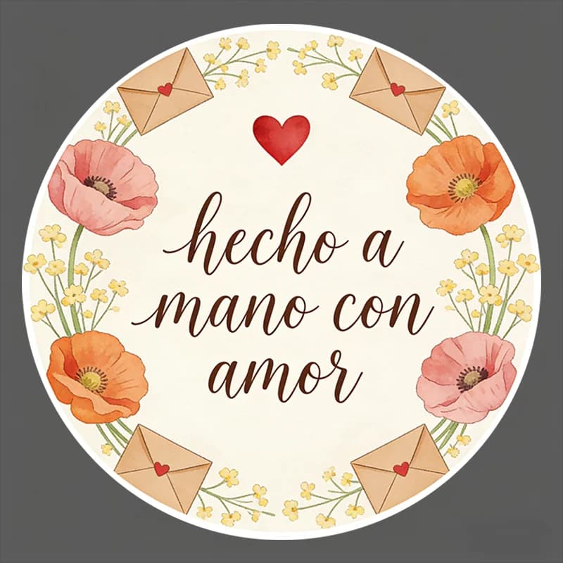 Adesivi rotondi - Design "hecho a mano con amor" per sacchetti regalo, scatole regalo e artigianato da forno, confezioni da forno e espositori
