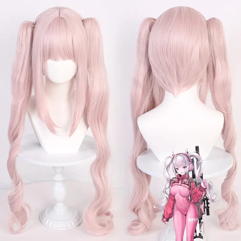 Parrucca Sintetica Doukou per Cosplay, Rosa, con Doppia Coda di Cavallo, Capelli Lunghi con Clip, Ispirata alla Dea Mi-Ke, Stile Alice per Feste Anime