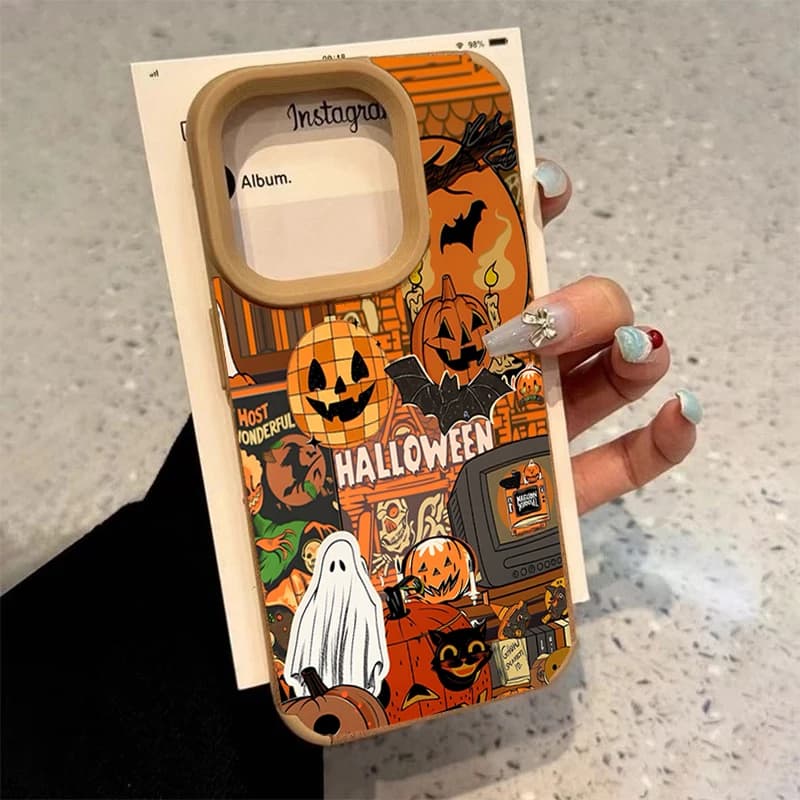 Halloween Pumpkin Type Ghost Phone Case For iPhone 18 17 16 Pro Max 15 Plus 14 13 12 11 XS X XR Air Shockproof Soft Bumper Cover