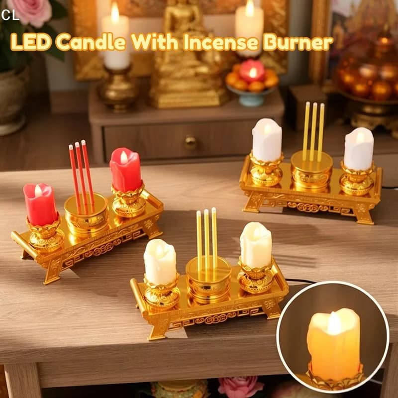 AttireTroveLED Candle Lights, Prayer Candles For Temples And Halls, Smokeless Swinging Wick Simulation Candles