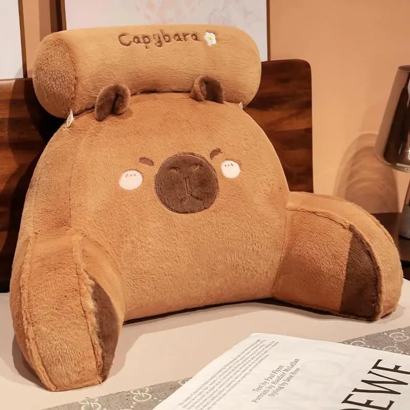 Cuscino da Letto per Lettura, Morbido Cuscino Lombare Kawaii con Fodera Lavabile, Cuscino Poggiatesta con Braccioli - Capibara, Medio