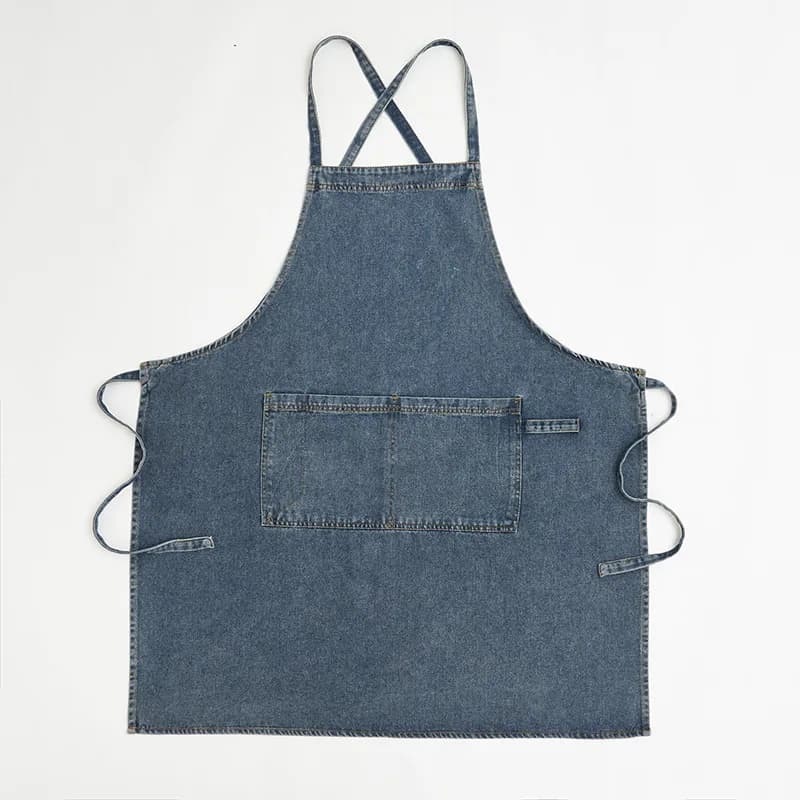 Grembiule in denim personalizzabile per uso domestico in cucina, ideale per pittori baristi e artigianato fai da te, design unisex con stampa del logo