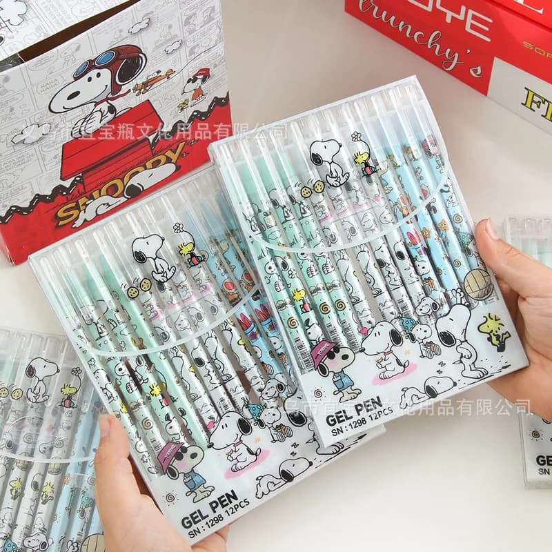 Snoopy Erasable Gel Pen Set 0.5mm Black Fine Point Pens Aesthetic Stationery For Students School Office Supplies Wholesale