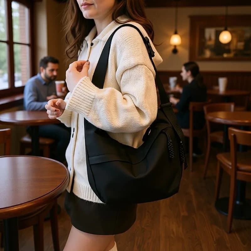 Women Nylon Crescent Crossbody Bag Adjustable Wide Strap Hobo Shoulder Bag Casual Multi Color Daily Commute Travel Sling Handbag