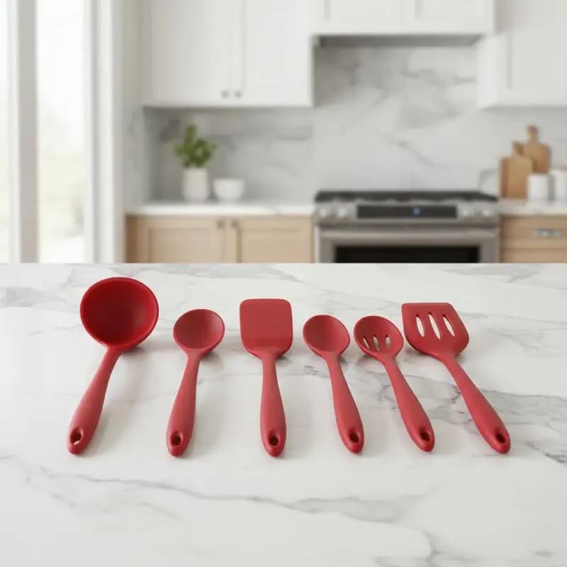 Set di utensili da cucina in silicone da 5 pezzi/set con padelle antiaderenti, spatola in silicone, cucchiaio da minestra, utensili da cucina per la cucina