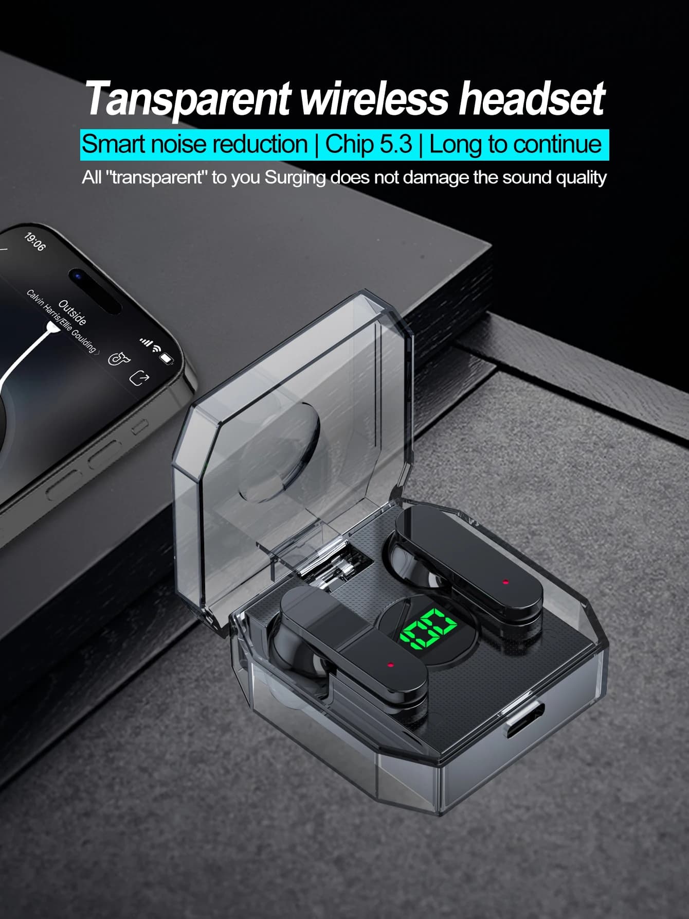 New Wireless Headphones in Low Latenza with Noise Cancellation, Waterproof Auditors for Gamer, In-Ear Headphones