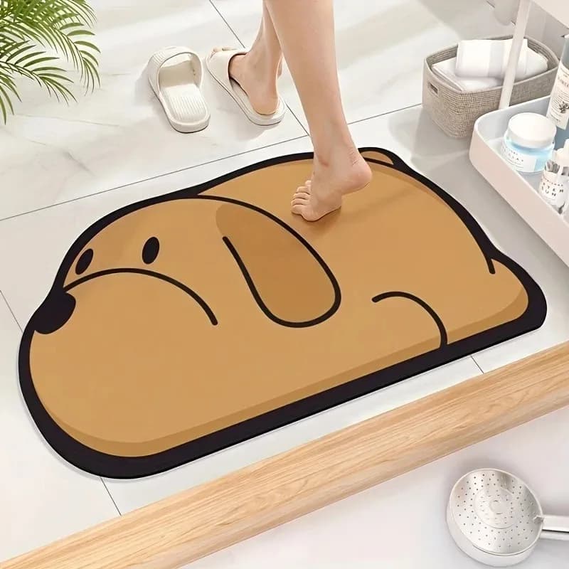 VIKAMA Adorabile tappetino a forma di cucciolo, ad asciugatura rapida, resistente alle macchie, per bagno, corridoio, camera da letto, tappeto antiscivolo, decorazione per la casa
