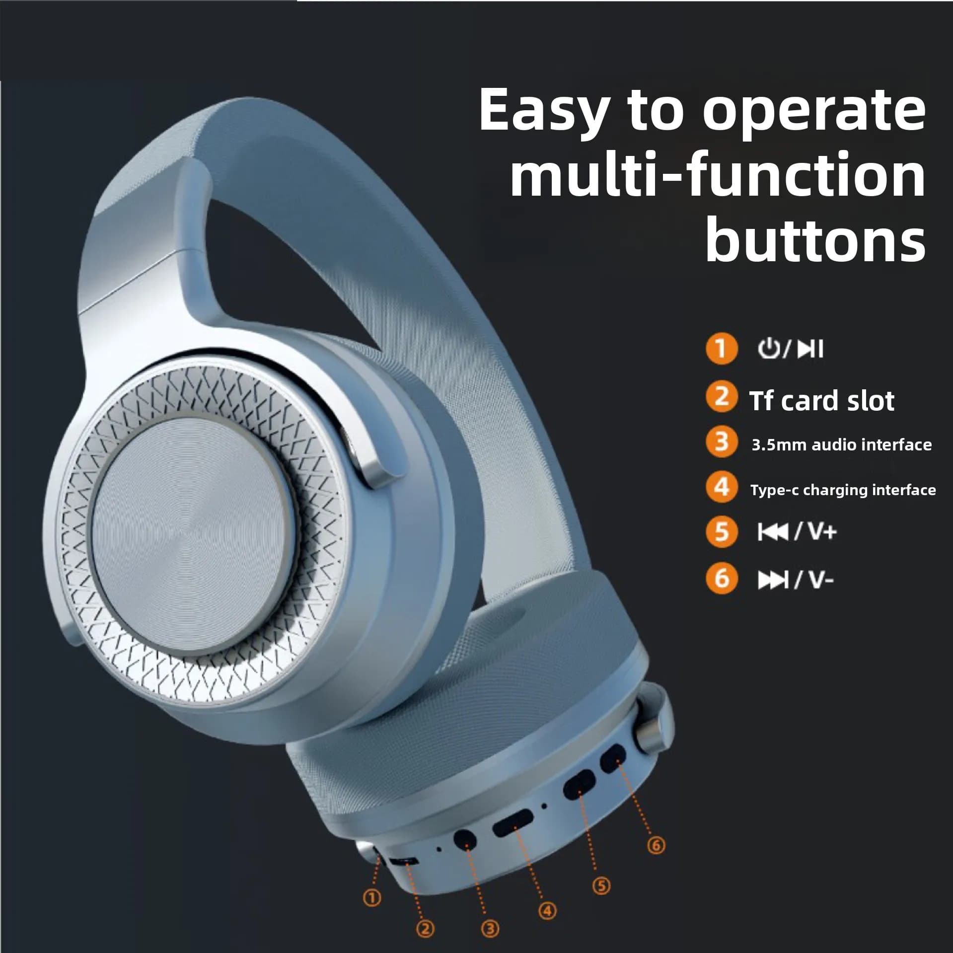 Nuove cuffie Bluetooth stereo da gioco con microfono integrato, scheda FM, subwoofer wireless pieghevole e batteria a lunga durata