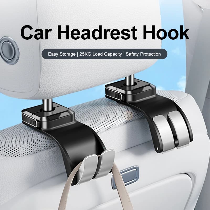 Car Seat Back Hook ABS Headrest Hanger Holder Multifunctional Storage Organizer for Bags Purses Clothes Groceries Universal
