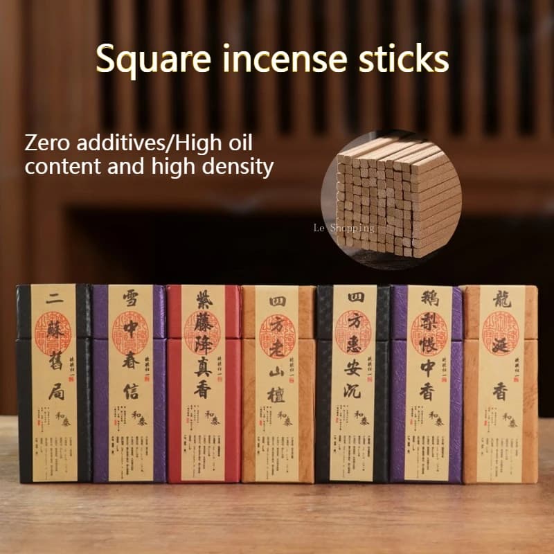 Square Incense Stick/sandalwood Ambergris Jiangzhenxiang Pear Tent Hotel Yoga Purification of Air Removal of Odor Joss Stick