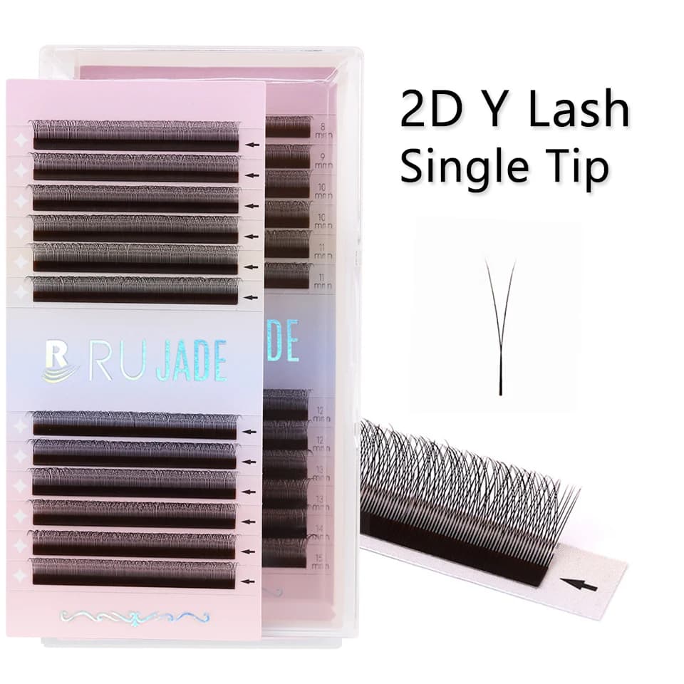 Rujade Nuovo 2D Ciglia a Forma di Y Estensione Ciglia 3D 4D W a Forma Premium Individuale Ciglia Finte Maglia Net Croce Lash Trucco Cilia