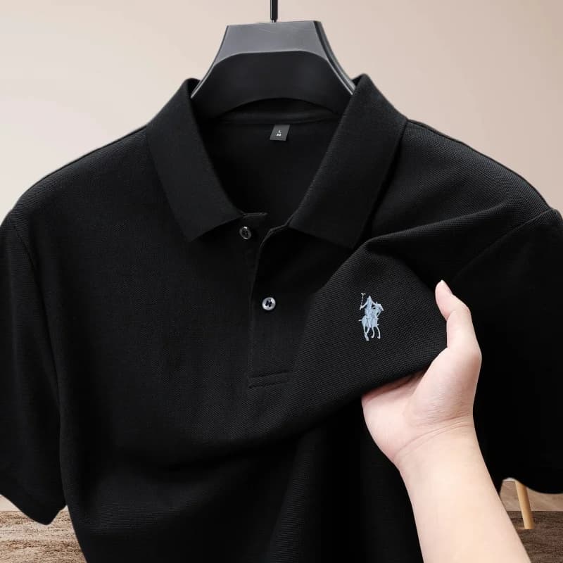 Polo da uomo estiva di lusso in 100% cotone puro, alla moda, a maniche corte, casual, da golf, firmata, con ricamo raffinato