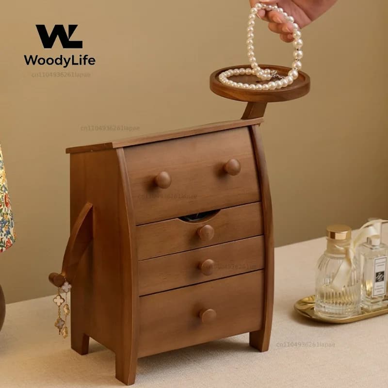 Solid Wood Jewelry Box Creative Luxury Jewellery Boxes Large Capacity Jewellery Case Earring Necklace Jewelry Organizer Cases
