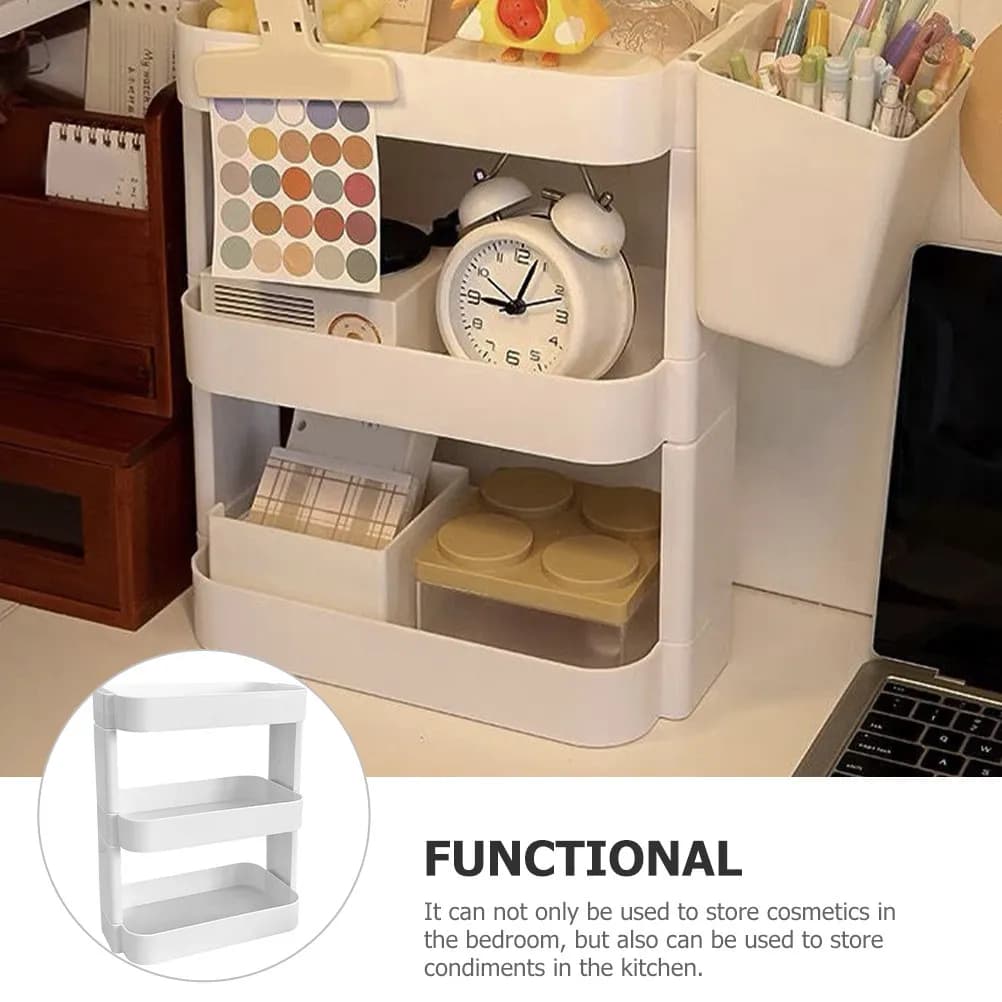 3-Layer Desktop Organizer Rack for Makeup Cosmetics Pencils Cups Sundries Kitchen Bedroom Bathroom Multi-Purpose Storage Shelf