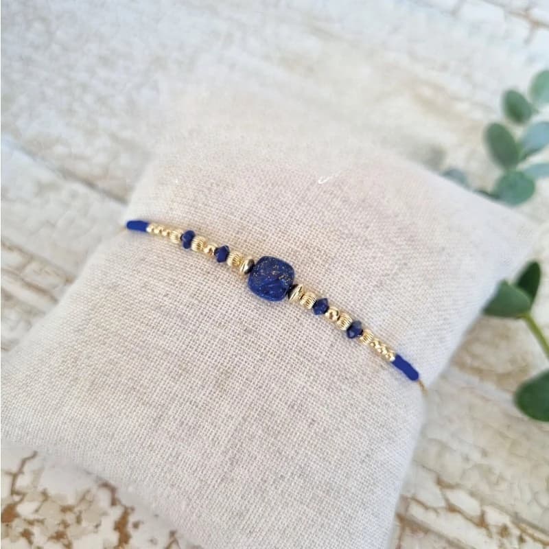 December Birthstone Lapis Lazuli Bracelet Minimalist Gold Jewelry Personalized Women's Gift