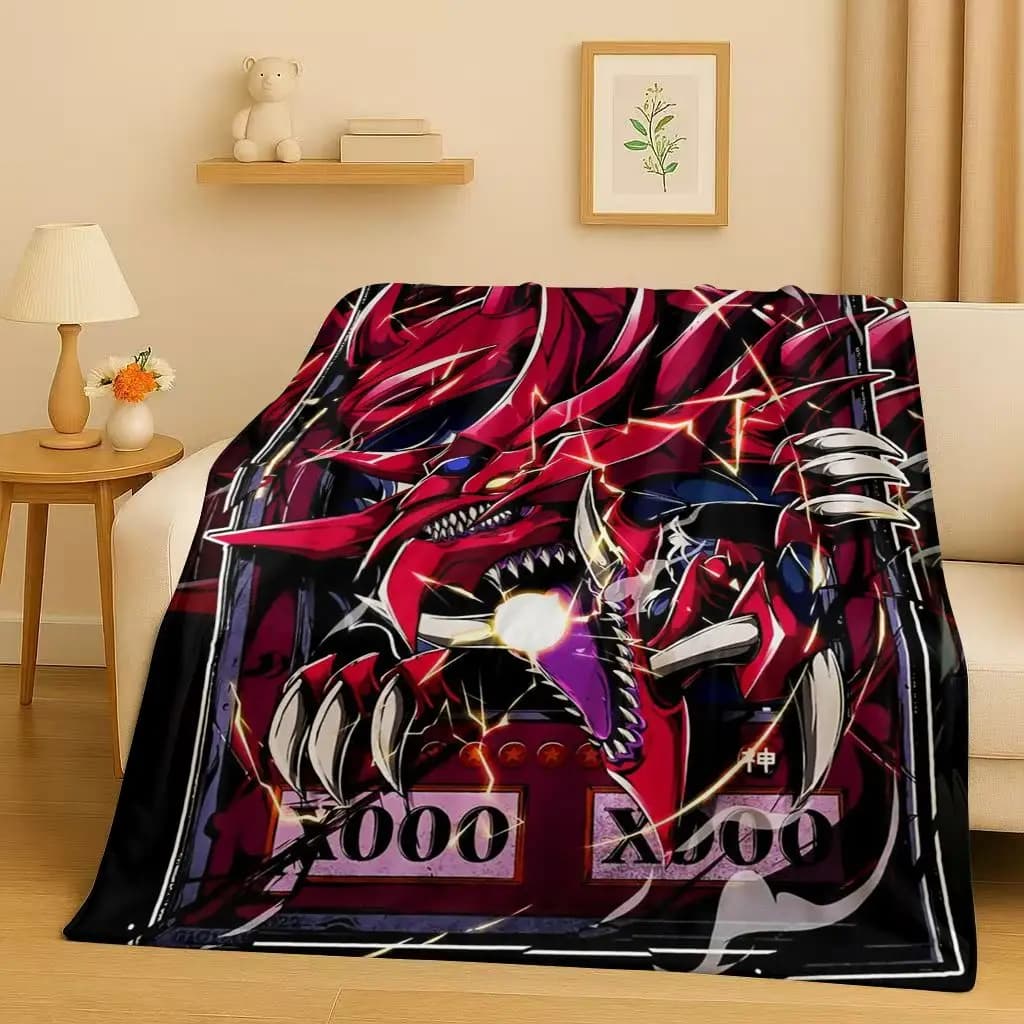 Slifer the Sky Dragon Yu-Gi-Oh MONSTER CARD Coperta di flanella di cartone animato, morbida e calda coperta di peluche per la casa, camera da letto, letto, divano, ufficio