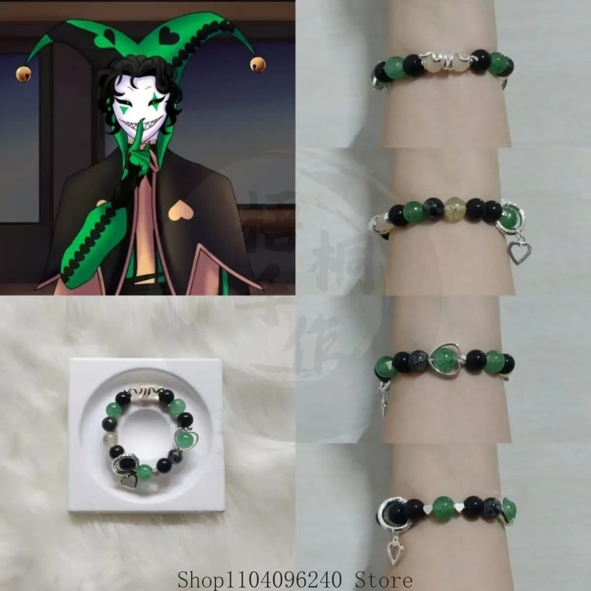 Pierrot harlequinAnime Game Cosplay Hand Strap Bracelet Unisex Beads Pendant Bracelets Necklace Accessories Gifts