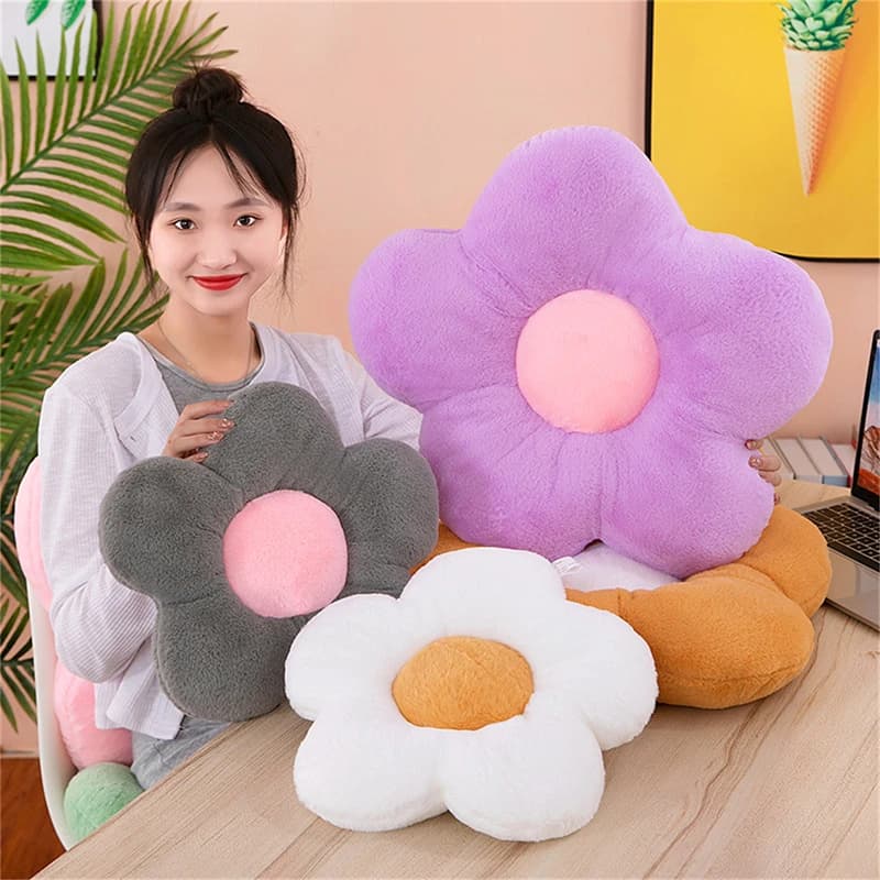 Flower pillow shape circular wool cloth with soft nap office classroom chair pillow sofa bed cushion bedroom winter floor often