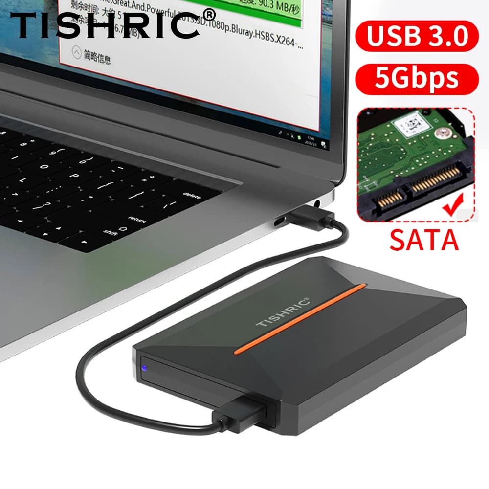 TISHRIC External Hard Drive Enclosure HDD SSD Sata To USB 3.0 Hard Disk Housing/Box/Case 2.5 Inch UASP Protocol HDD Case
