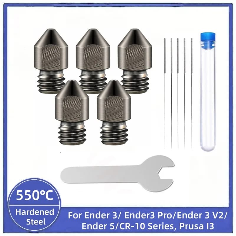 Ugello in acciaio temprato migliorato Mk8, ugello estrusore in metallo per stampante 3D per Ender 3/ Ender3 Pro/Ender 3 V2/Ender 5/Serie CR-10