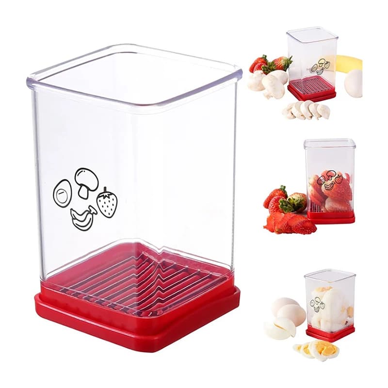 Nuova affettatrice per frutta e verdura con piastra di spinta taglierina manuale per tazza portatile Banana fragola strumento per affettare accessori da cucina