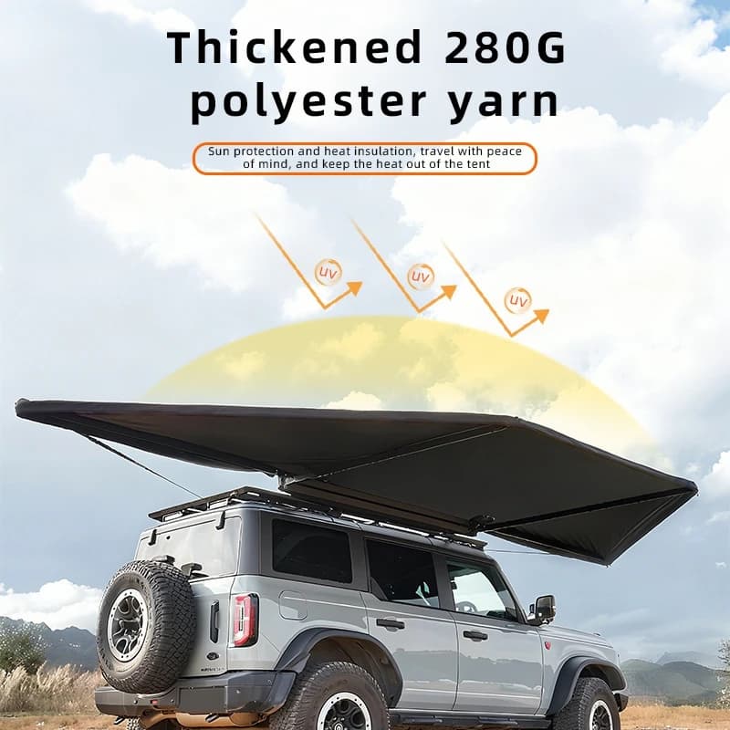 Tenda Parasole a Ventaglio 180 Gradi per Campeggio Esterno, Nuovo Modello a Doppia Asta con Palo di Supporto Laterale, Tenda a Baldacchino Stile Auto