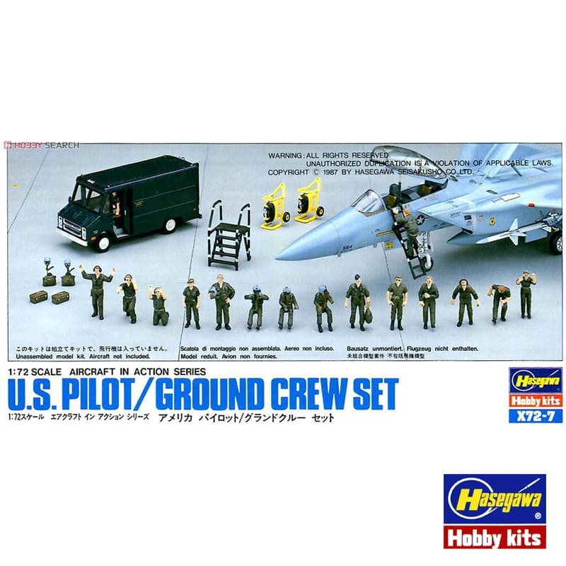 Modello di assemblaggio prefabbricato Hasegawa-35007 Scala 1/72 Per piloti dell'aeronautica americana e kit modello di supporti di terra di caccia