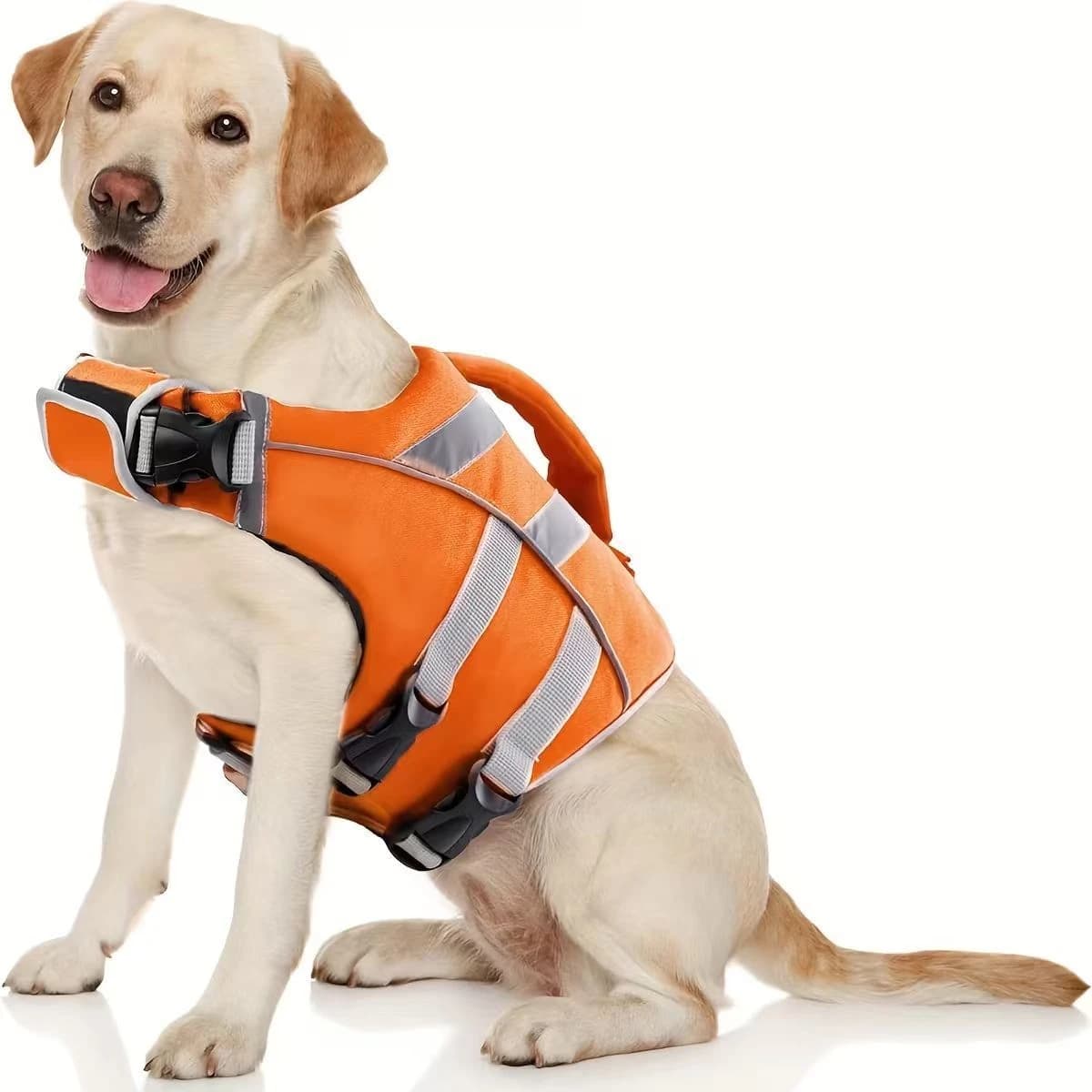 Premium Waterproof Dog Life Jacket Reflective Stripes Adjustable Extra Straps Safety Swim Vest for Dogs