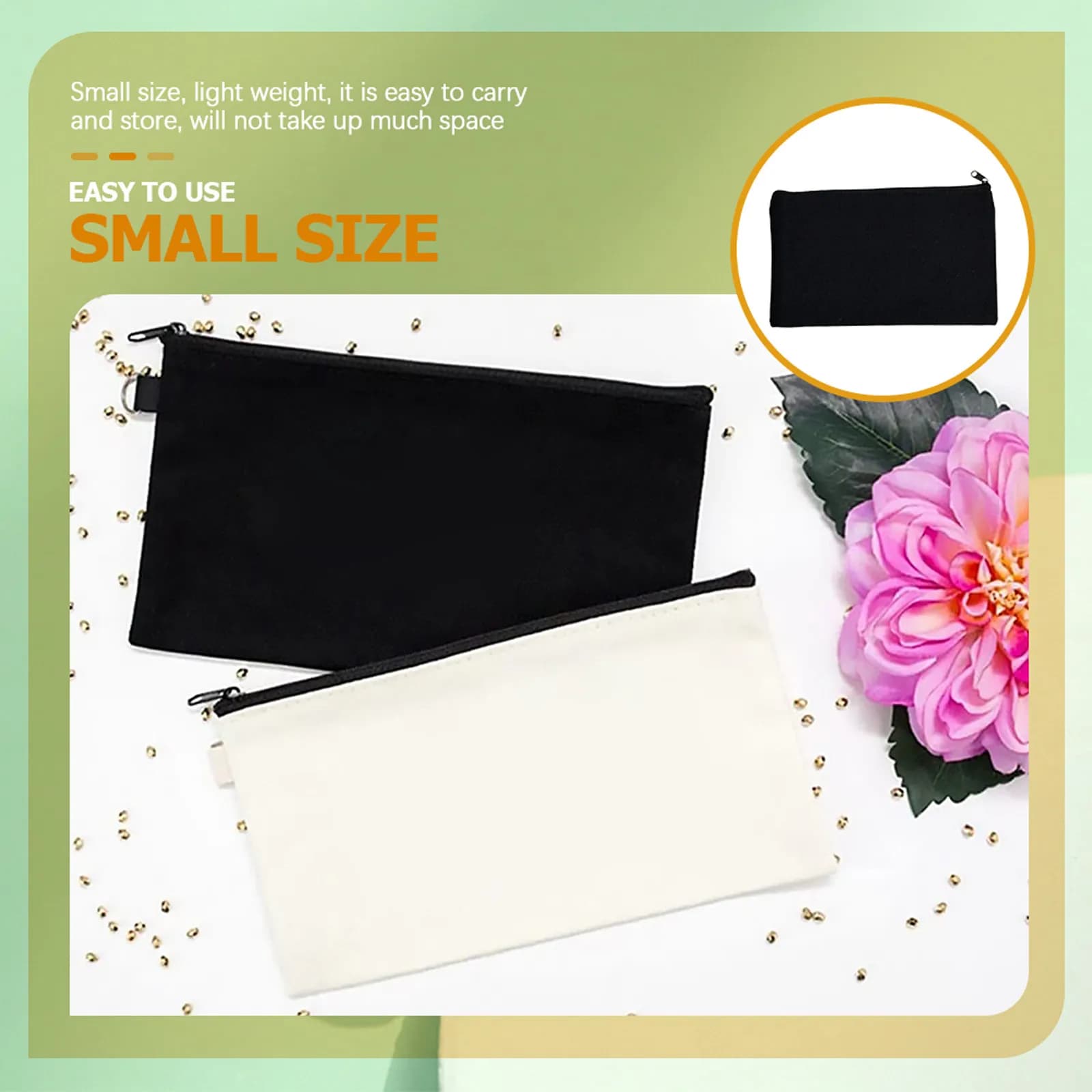 14Pcs Canvas Pencil Pouch Bulk Set for Students Artists Stationery Storage Zipper Bag Small Lightweight